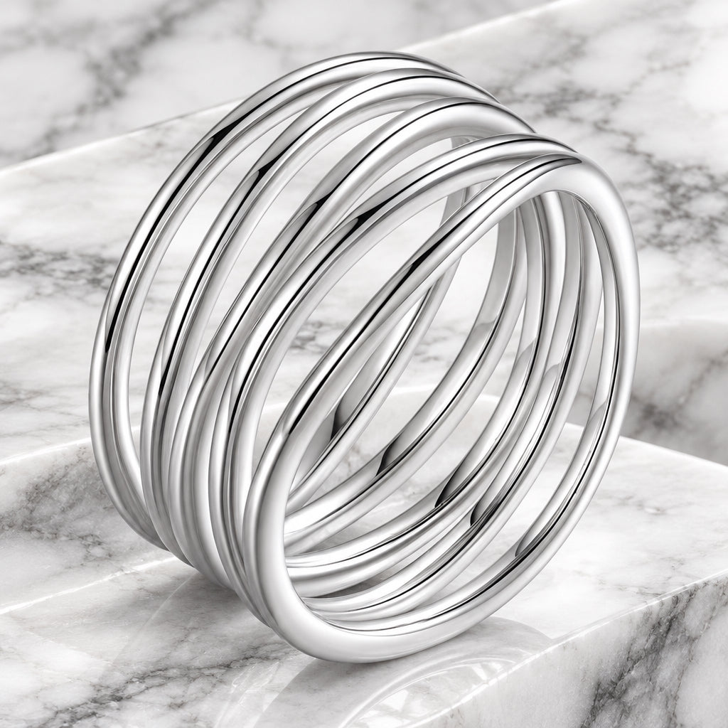 Ripple Stack Silver Ring