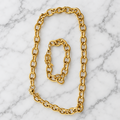 Easy Link Chunky Chain Necklace and Bracelet Set