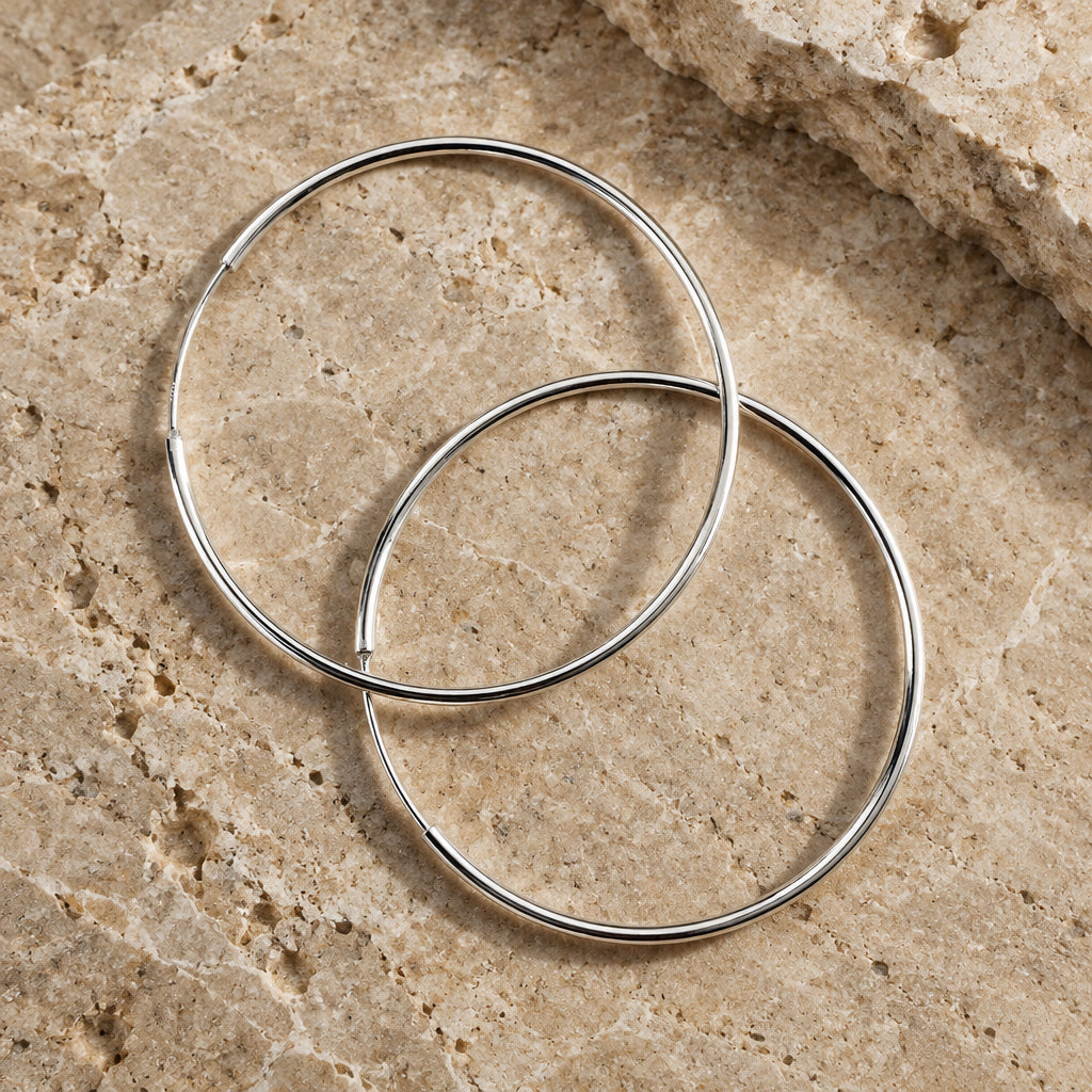 Silver Halo Large Hoop Earrings