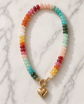 Palette Heart | Rainbow Gemstone Necklace with Gold Charm