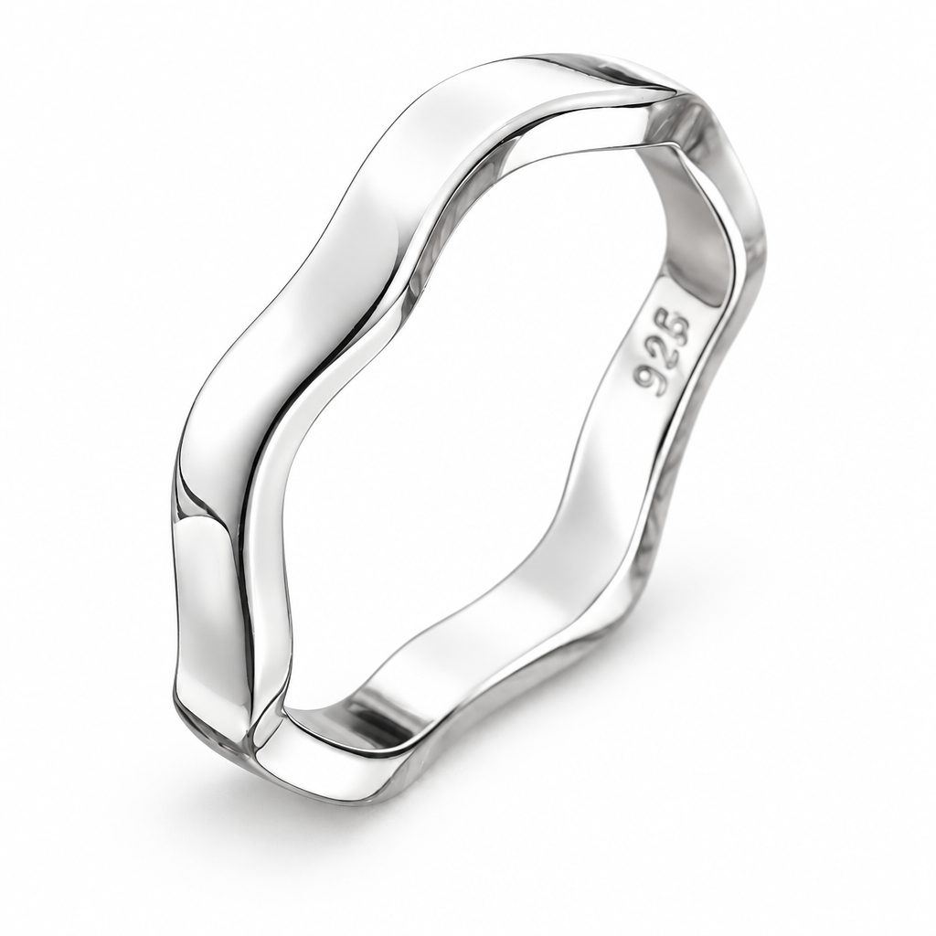 Silver Ribbon Wave Ring