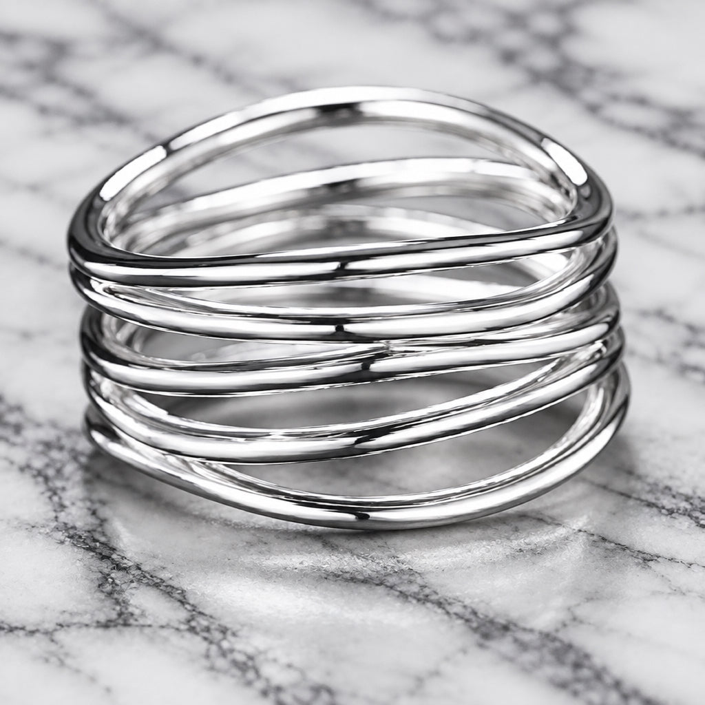 Ripple Stack Silver Ring