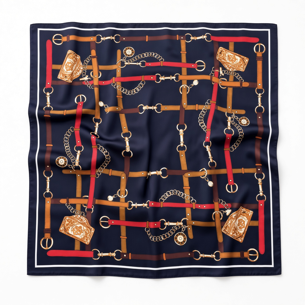 Bridle, Cognac and Navy Scarf