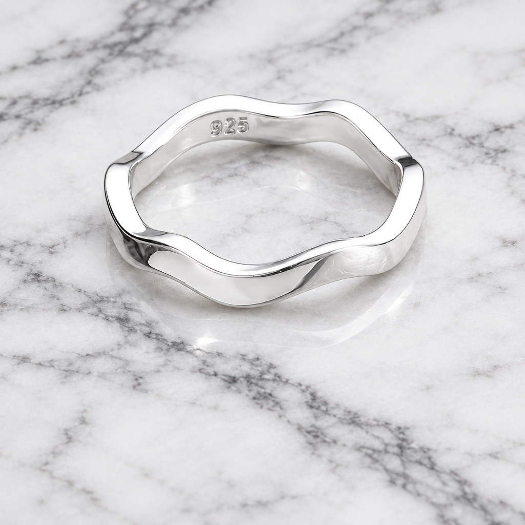 Silver Ribbon Wave Ring
