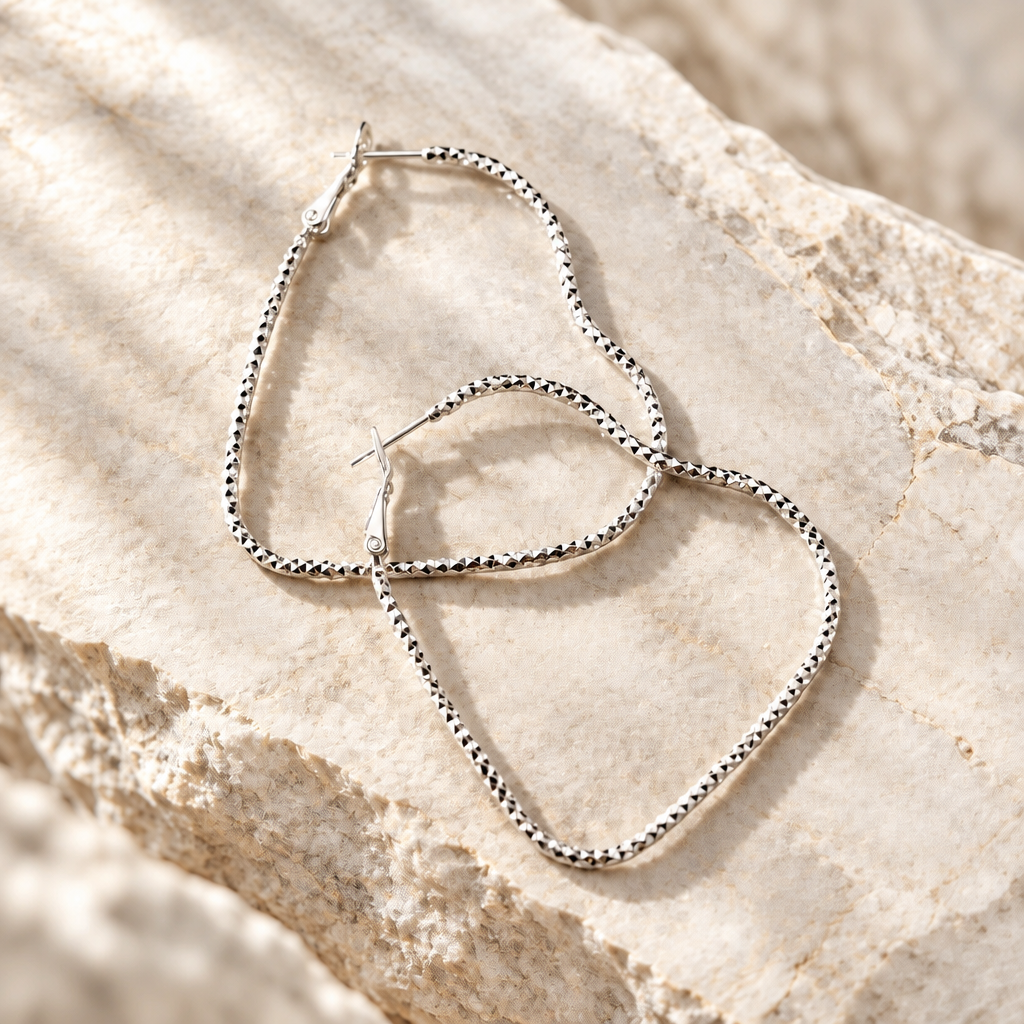 Silver Sweetheart Hoop Earrings