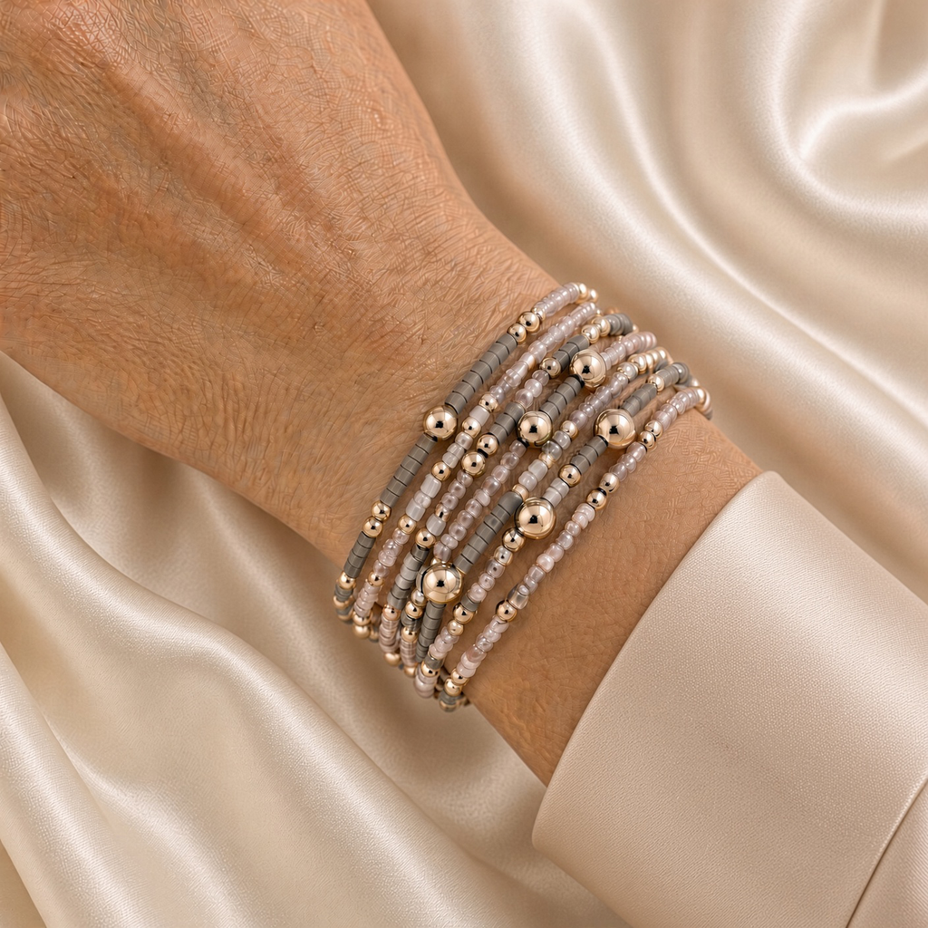 Blush and Gold Bracelet Stack