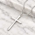 Fine Line Long Cross Necklace