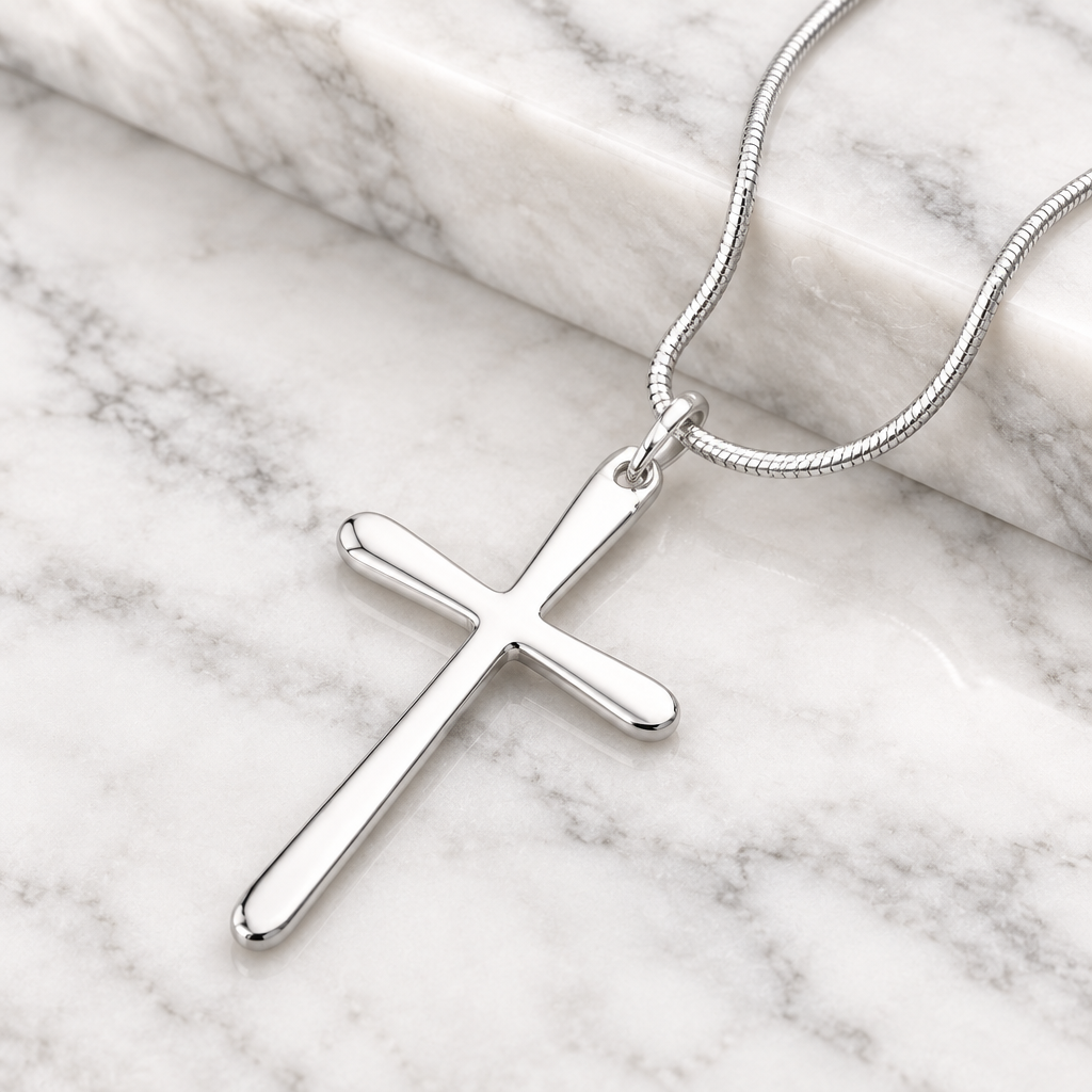 Fine Line Long Cross Necklace