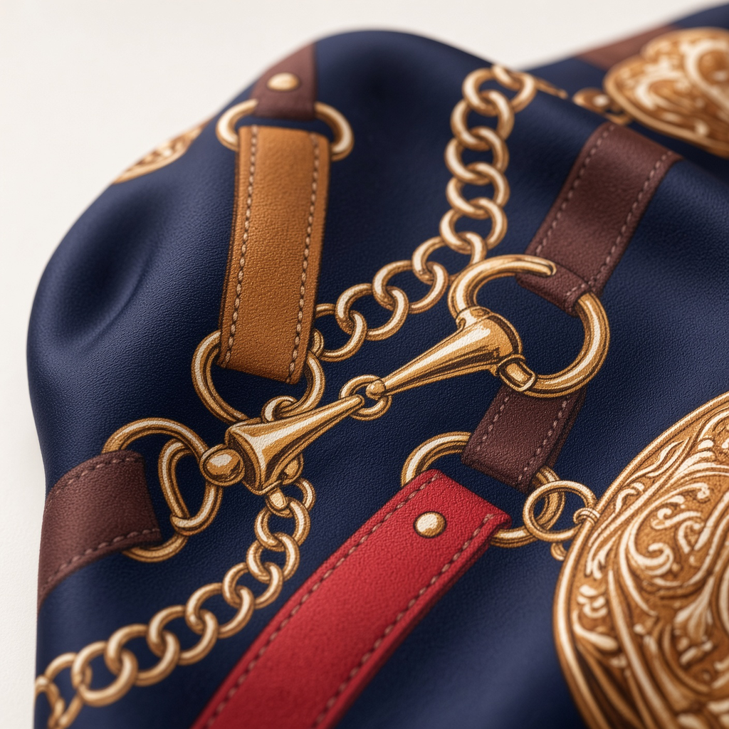 Bridle, Cognac and Navy Scarf