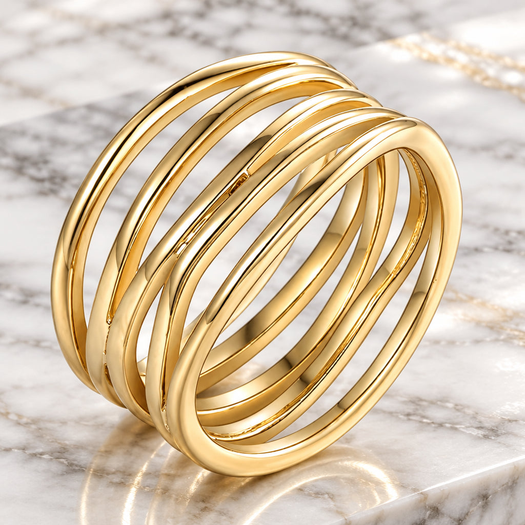 Ripple Stack Gold Ring