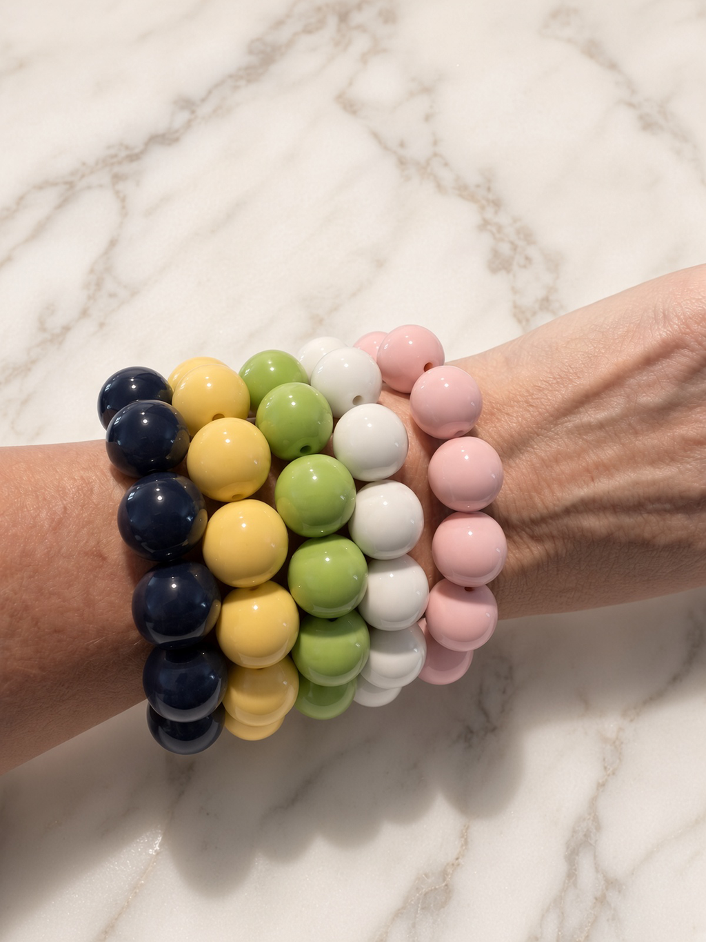 The Color Block Stack — 5-Piece Chunky Bead Set