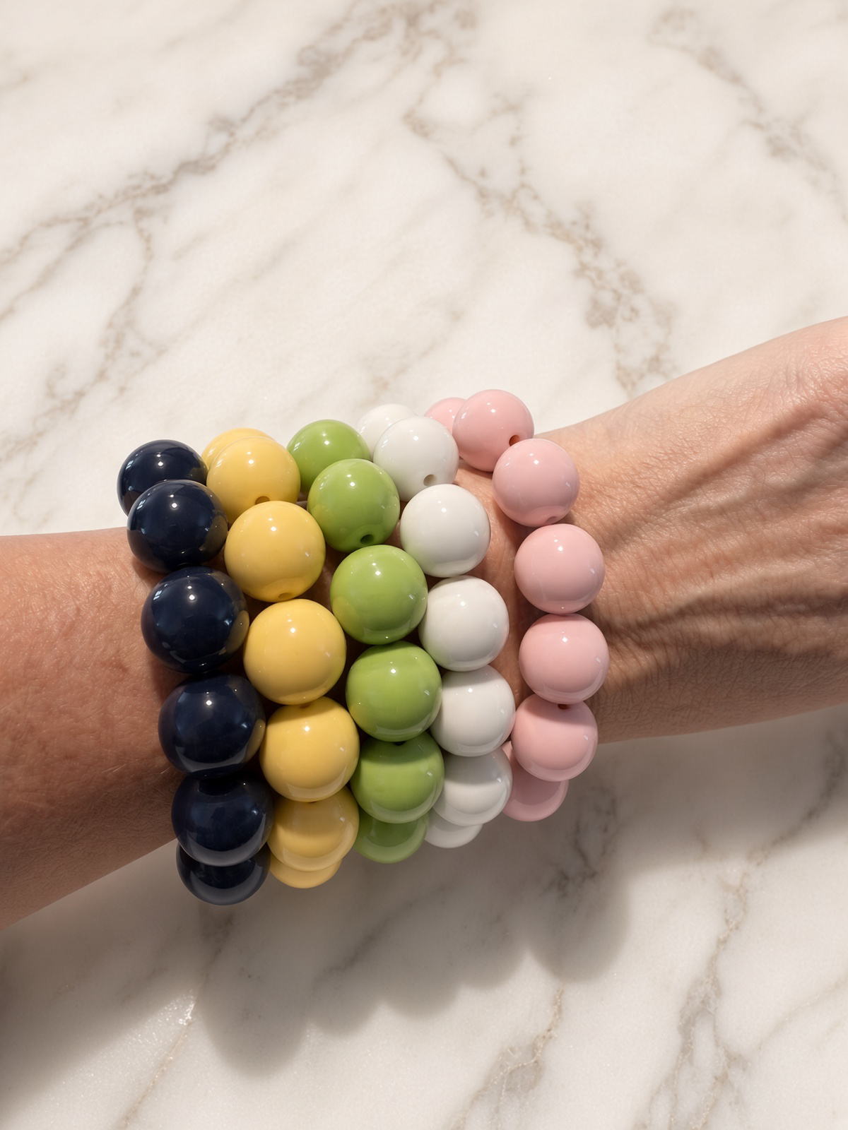 The Color Block Stack — 5-Piece Chunky Bead Set