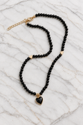 Noir Heart Beaded Necklace