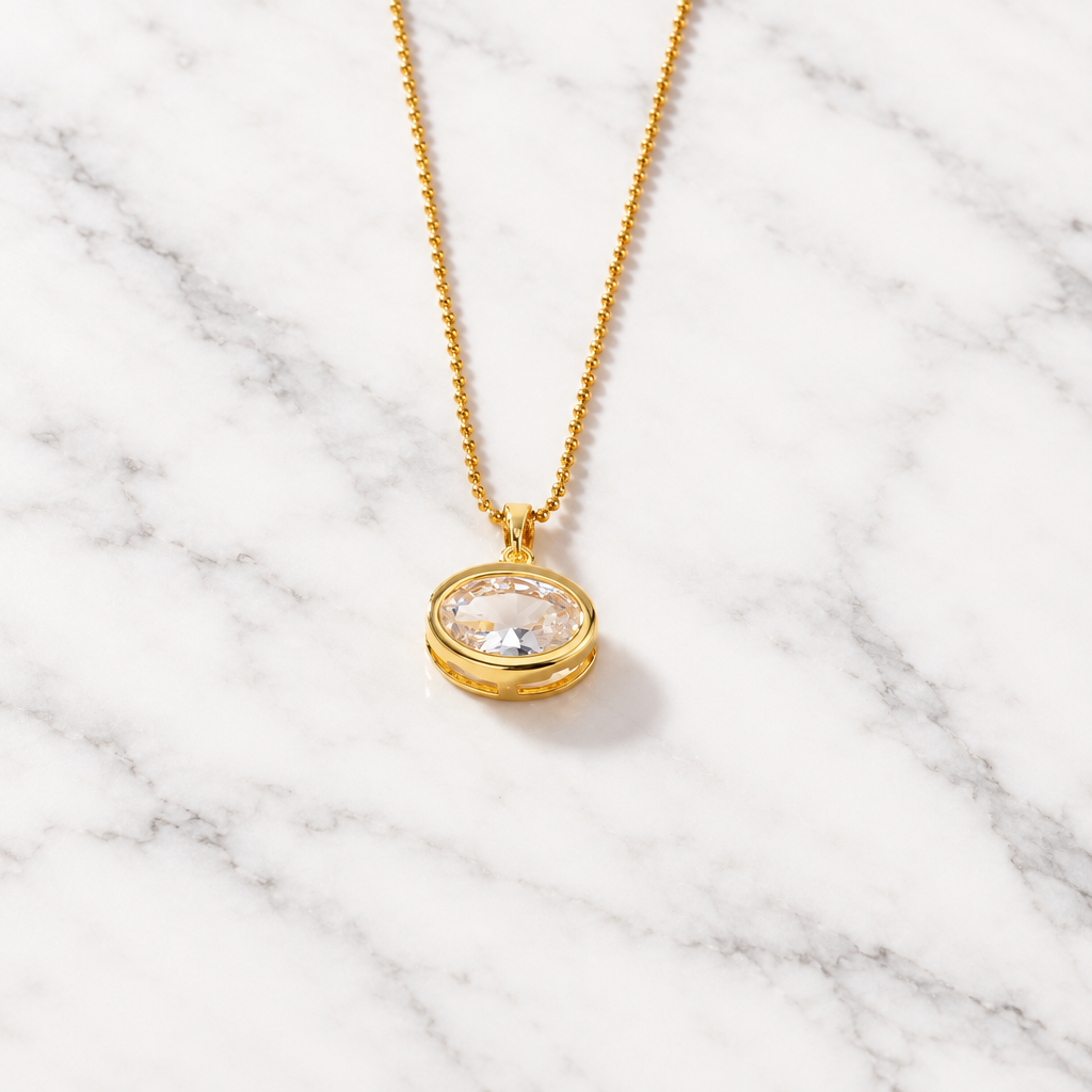 Clear Dewdrop Pendant Necklace