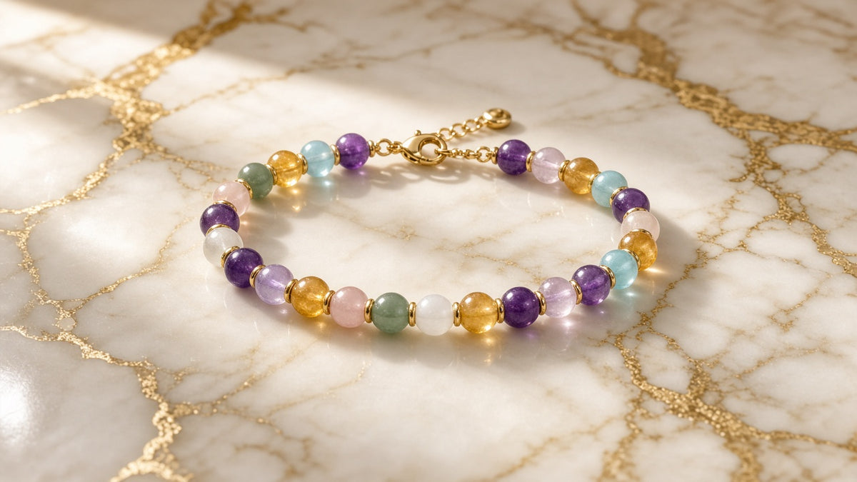 Color Crush Bracelet on cream marble with gold veining